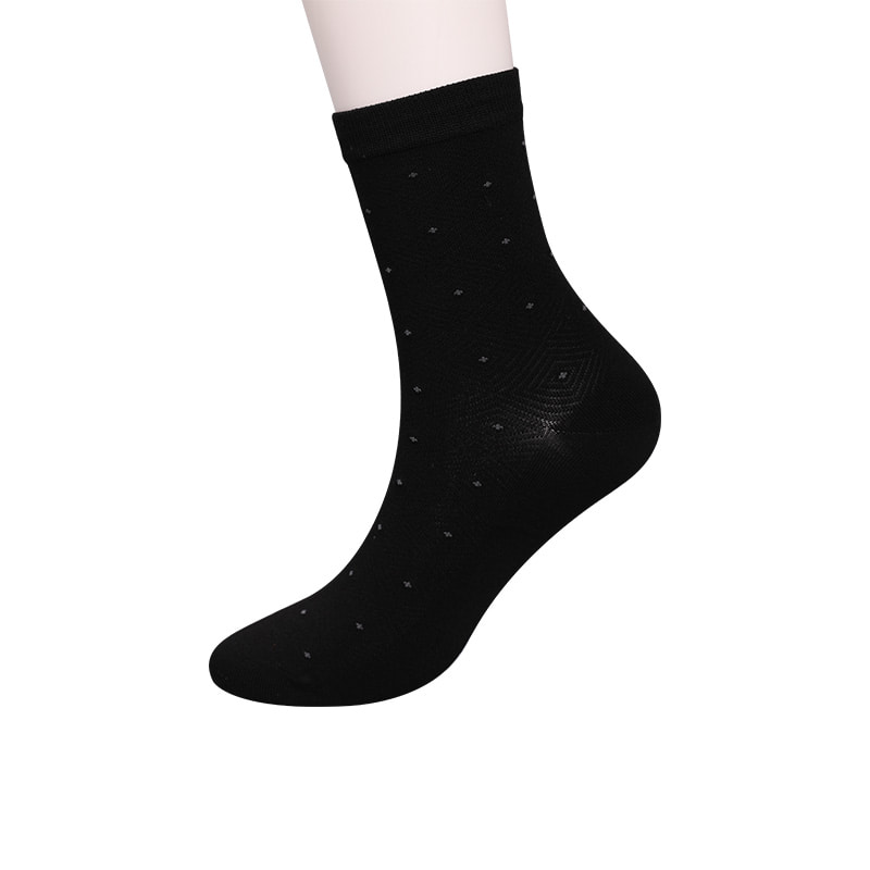 Blødt spundet silke nylon indpakket ammoniak, usynlig diamantformet lille prik jacquard håndsyet vintertykke herresokker WSD2851