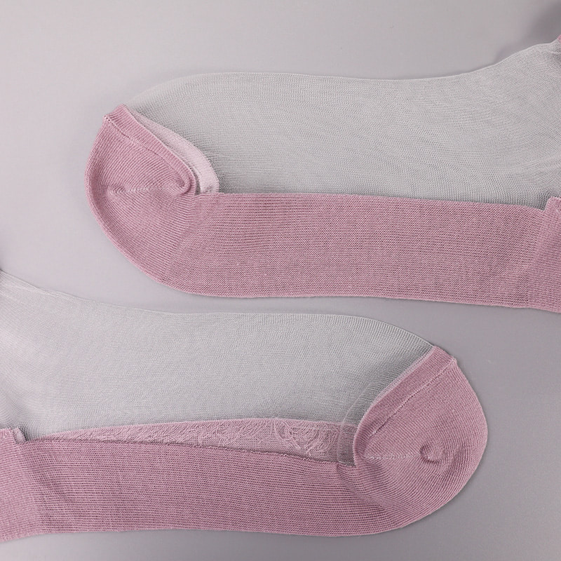 Mode nylon gennemsigtig silke bomuldsbund kvinder bådstrømper top perleglas krystal silke kvinder bådstrømper WSD1288
