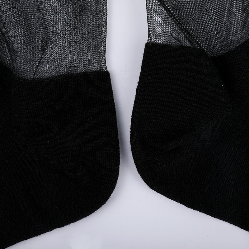 Fashion glas silke bomuldsbund damestrømper søm gennemsigtig silke sløjfe damestrømper Krystal silke damestrømper WSD1911