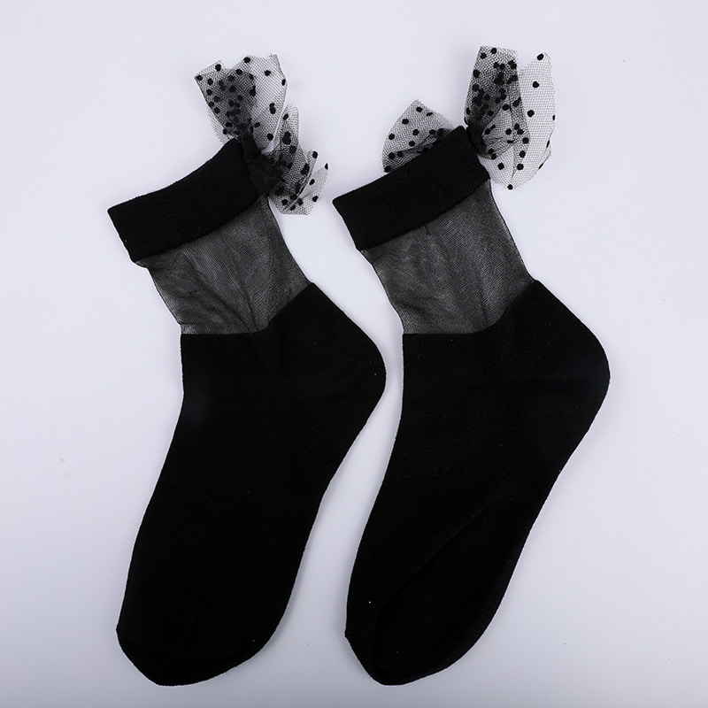 Fashion glas silke bomuldsbund damestrømper søm gennemsigtig silke sløjfe damestrømper Krystal silke damestrømper WSD1911