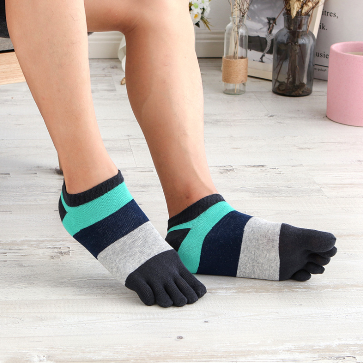 Toe Socks Stripe Five Finger Athletic Cotton Man Running 5 Toe Socks Mænd