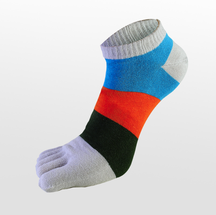 Toe Socks Stripe Five Finger Athletic Cotton Man Running 5 Toe Socks Mænd