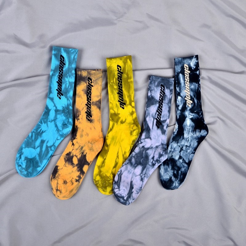 Fashion Tie Dye Personlig Sox Jacquard Oem Crew Street Sport Mænd Print Designer Logo brugerdefinerede sokker