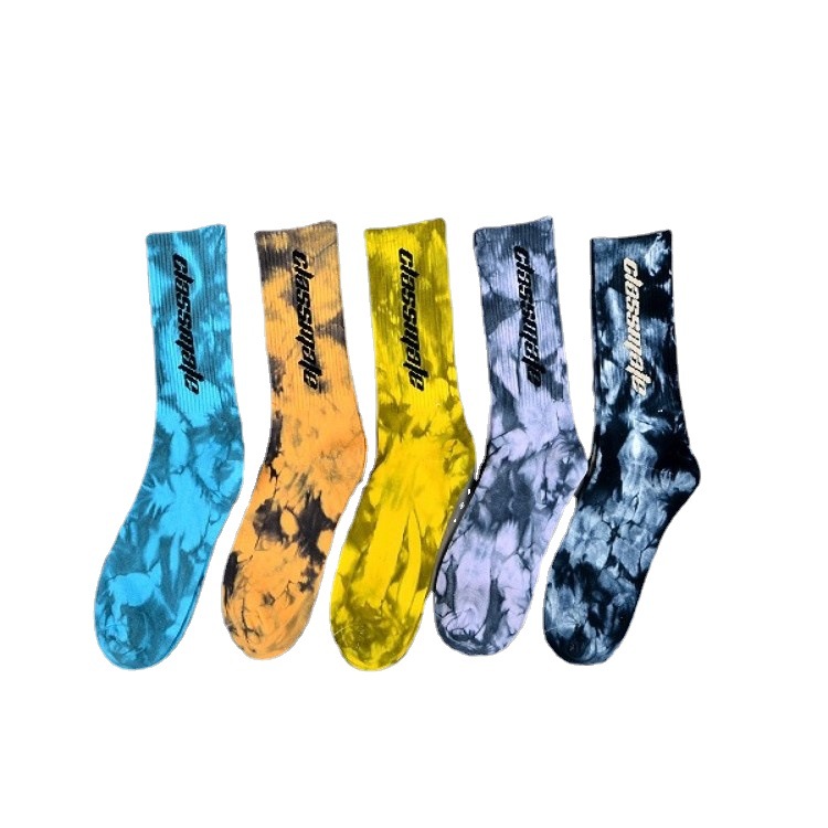 Fashion Tie Dye Personlig Sox Jacquard Oem Crew Street Sport Mænd Print Designer Logo brugerdefinerede sokker